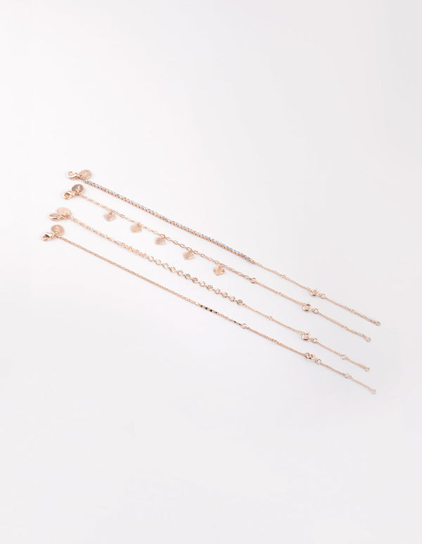 Rose Gold Hearts Bracelet and Anklet