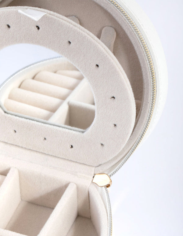 Small Round White Jewellery Box