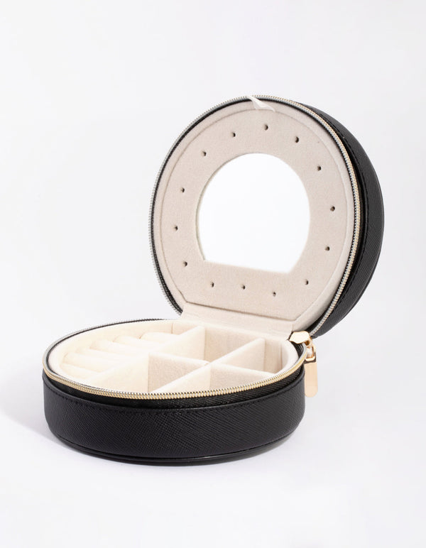 Small Round Black Jewellery Box