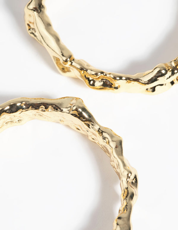 Gold Plated Molten Hoop Earrings