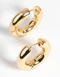 Gold Plated Round Huggie Hoop Earrings - link has visual effect only