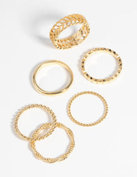 Gold Plated Textured Ring Pack - link has visual effect only