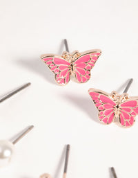 Rose Gold Love and Butterfly Stud Earring Pack - link has visual effect only