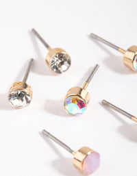 Gold Stone Stud Earring Pack - link has visual effect only