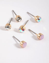 Gold Stone Stud Earring Pack - link has visual effect only