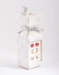 Gold Heart and Rainbow Stud Earring Pack - link has visual effect only