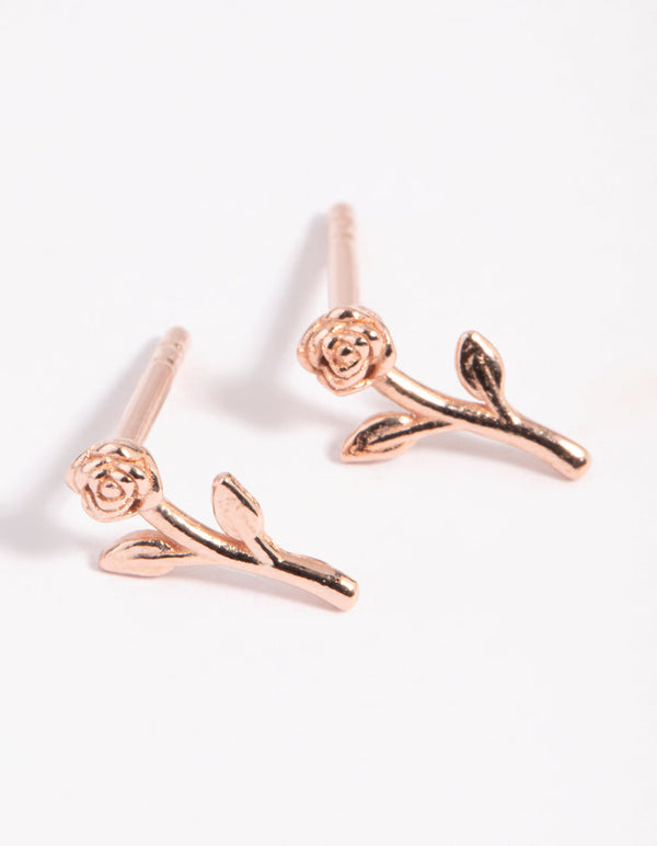 玫瑰金镀纯银玫瑰耳钉