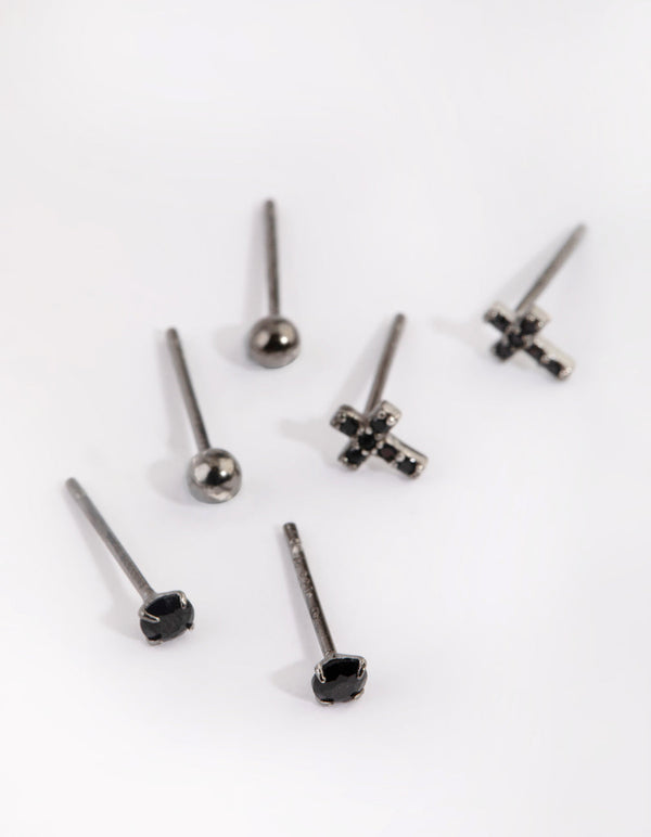 Sterling Silver Cross and Diamante Stud Earring Pack