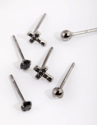 Sterling Silver Cross and Diamante Stud Earring Pack - link has visual effect only