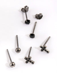 Sterling Silver Cross and Diamante Stud Earring Pack - link has visual effect only