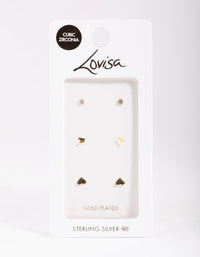 Gold Plated Sterling Silver Heart and Butterfly Stud Earring Pack - link has visual effect only