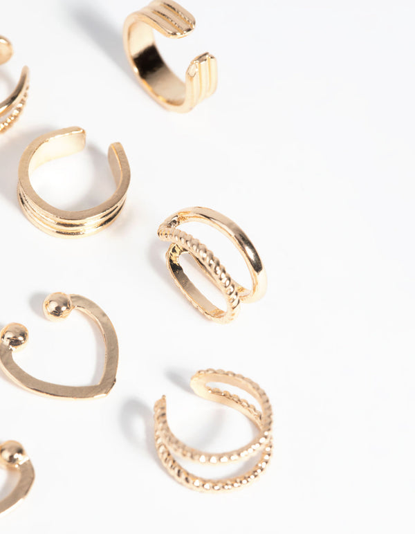 Gold Textured Ear Cuff Earring Pack