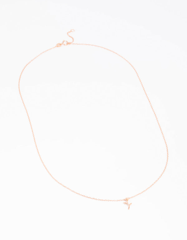 Rose Gold Plated Sterling Silver Rose Necklace