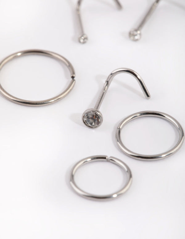 Surgical Steel Diamante Nose Stud Pack
