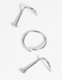 Surgical Steel Nose Stud and Ring Pack with Diamantes - link has visual effect only
