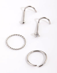 Surgical Steel Diamante Nose Ring Pack - link has visual effect only