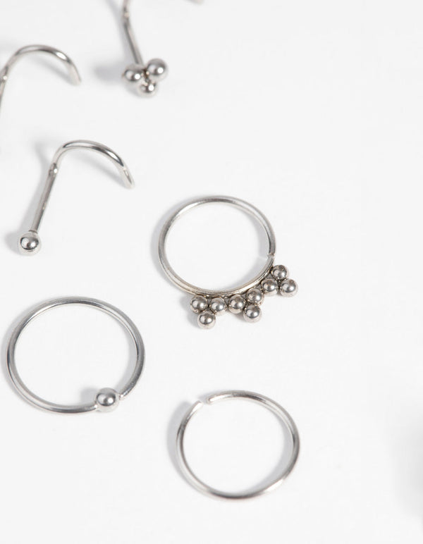 Surgical Steel Cluster Nose Stud and Ring Pack