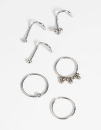 Surgical Steel Cluster Nose Stud and Ring Pack - link has visual effect only