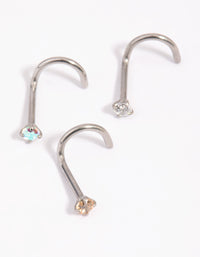 Surgical Steel Light Stone Nose Stud Pack - link has visual effect only