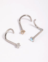 Surgical Steel Light Stone Nose Stud Pack - link has visual effect only
