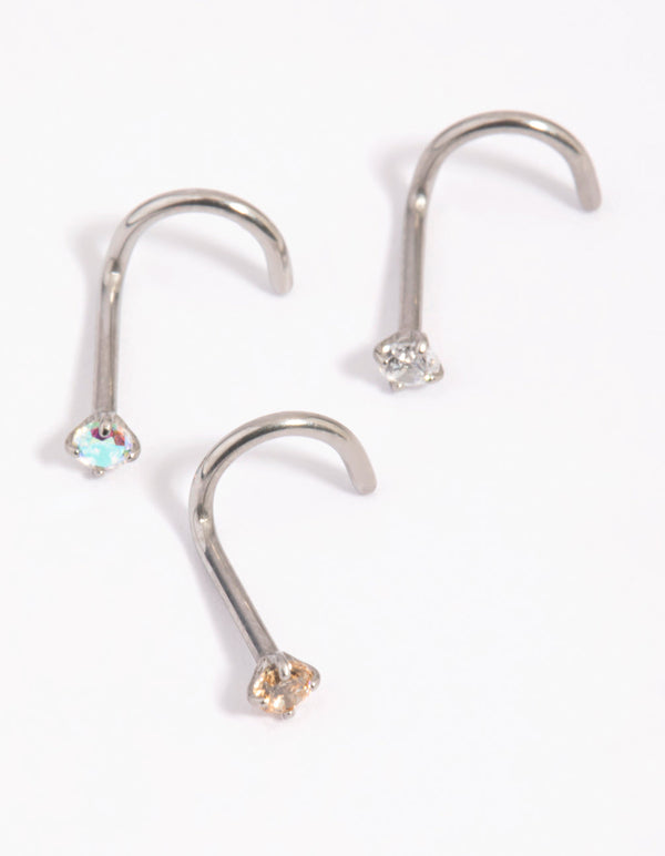 Surgical Steel Light Stone Nose Stud Pack