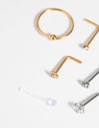 Surgical Steel and Silicone Nose Stud and Ring Pack - link has visual effect only