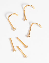 Gold-Plated Surgical Steel Nose Stud Pack - link has visual effect only