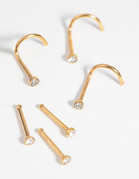 Gold-Plated Surgical Steel Nose Stud Pack - link has visual effect only