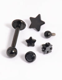 Matte Black Surgical Steel Diamante Star Flat Back Pack - link has visual effect only