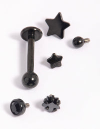 Matte Black Surgical Steel Diamante Star Flat Back Pack - link has visual effect only