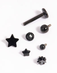 Matte Black Surgical Steel Diamante Star Flat Back Pack - link has visual effect only