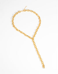 Gold Plated Oval Lariat Necklace - link has visual effect only