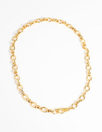 Gold Plated Oval Chain Fob Necklace - link has visual effect only