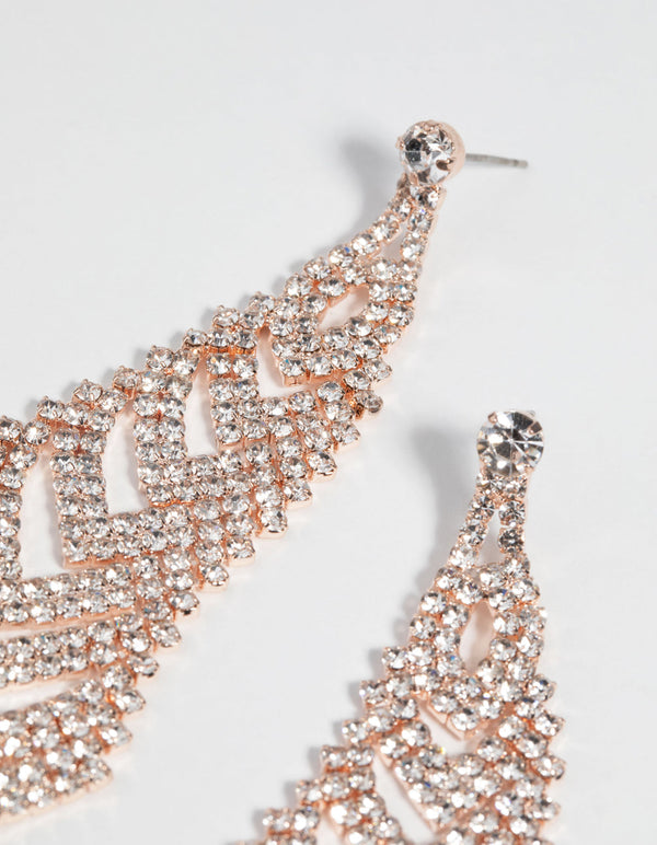 Rose Gold Diamante Earrings