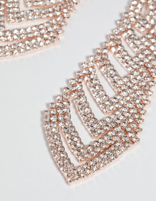 Rose Gold Diamante Earrings