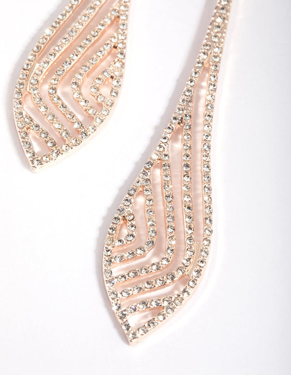 Rose Gold Teardrop Diamante Earrings