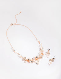 Rose Gold Diamante and Pearl Necklace - link has visual effect only