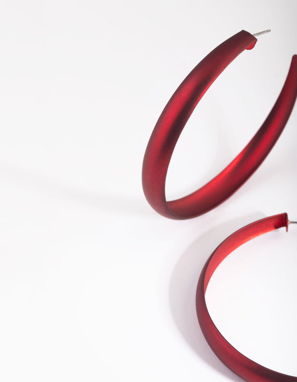 Matte Red Hoop Earrings