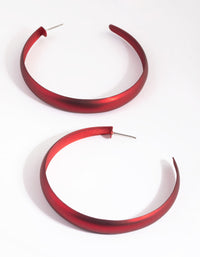Matte Red Hoop Earrings - link has visual effect only
