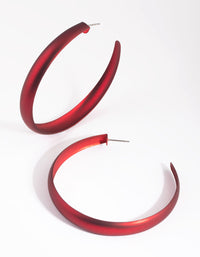 Matte Red Hoop Earrings - link has visual effect only