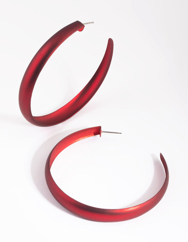 Matte Red Hoop Earrings