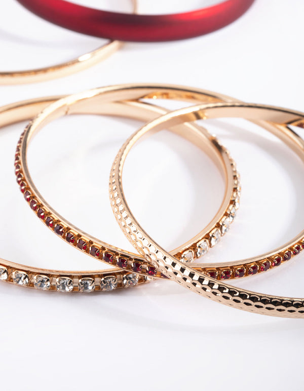 Red Pearlised Diamante Bracelet Pack