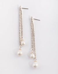 Silver Pearl and Diamante Drop Earrings - link has visual effect only