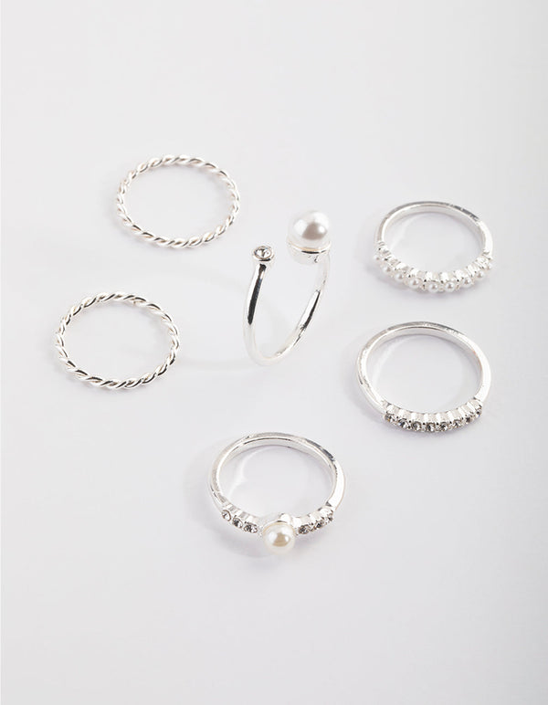 Silver Pearl Ring Pack