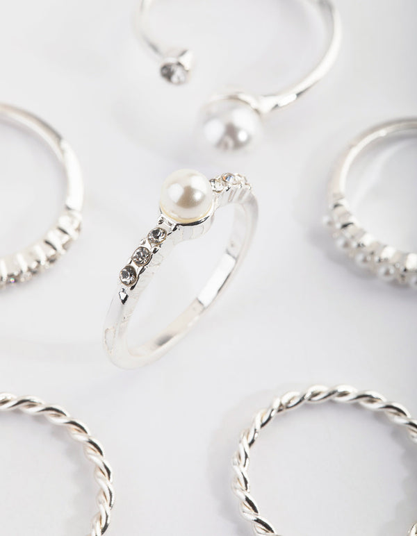 Silver Pearl Ring Pack