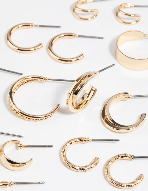 Gold Simple Hoop Earring Pack