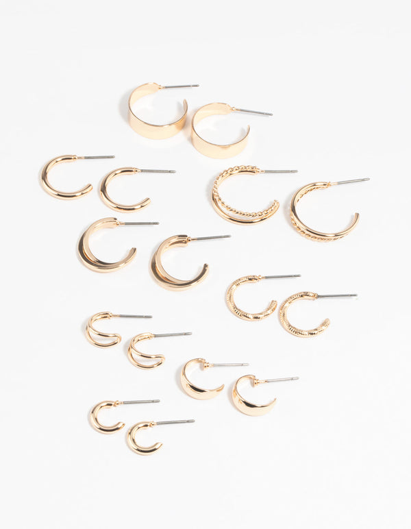 Gold Simple Hoop Earring Pack