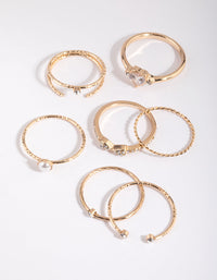 Gold Diamante and Pearl Ring Pack - link has visual effect only