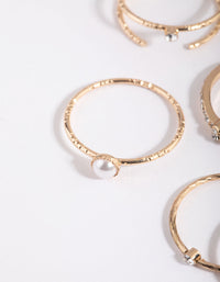 Gold Diamante and Pearl Ring Pack - link has visual effect only