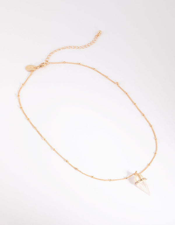 Gold Clear Quartz Shard Necklace